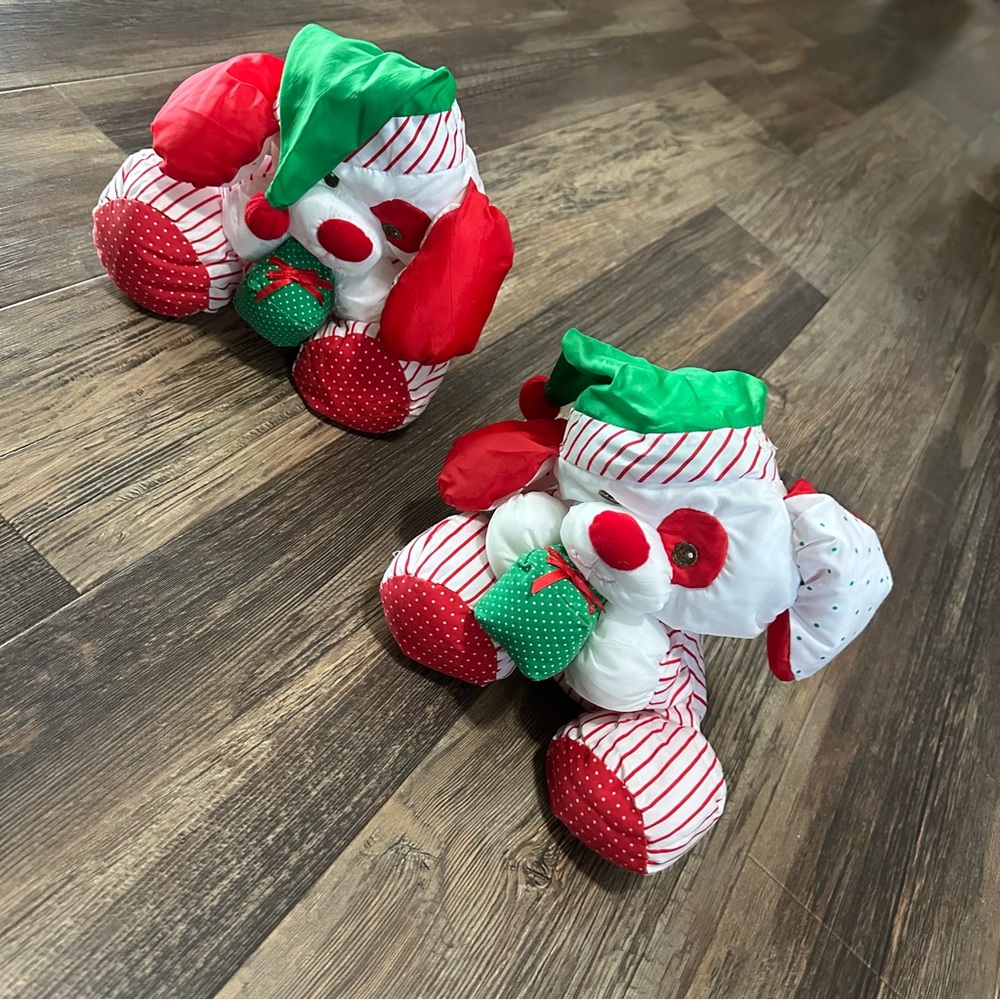 FP fisher price Puffalumps Christmas dogs vintage 1991 nylon soft and squishy